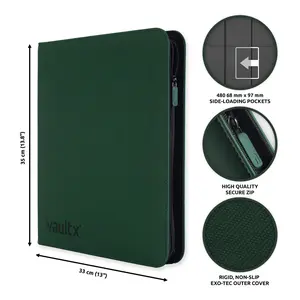 Vault X 12-Pocket Exo-Tec® Zip Binder (Forest Green)