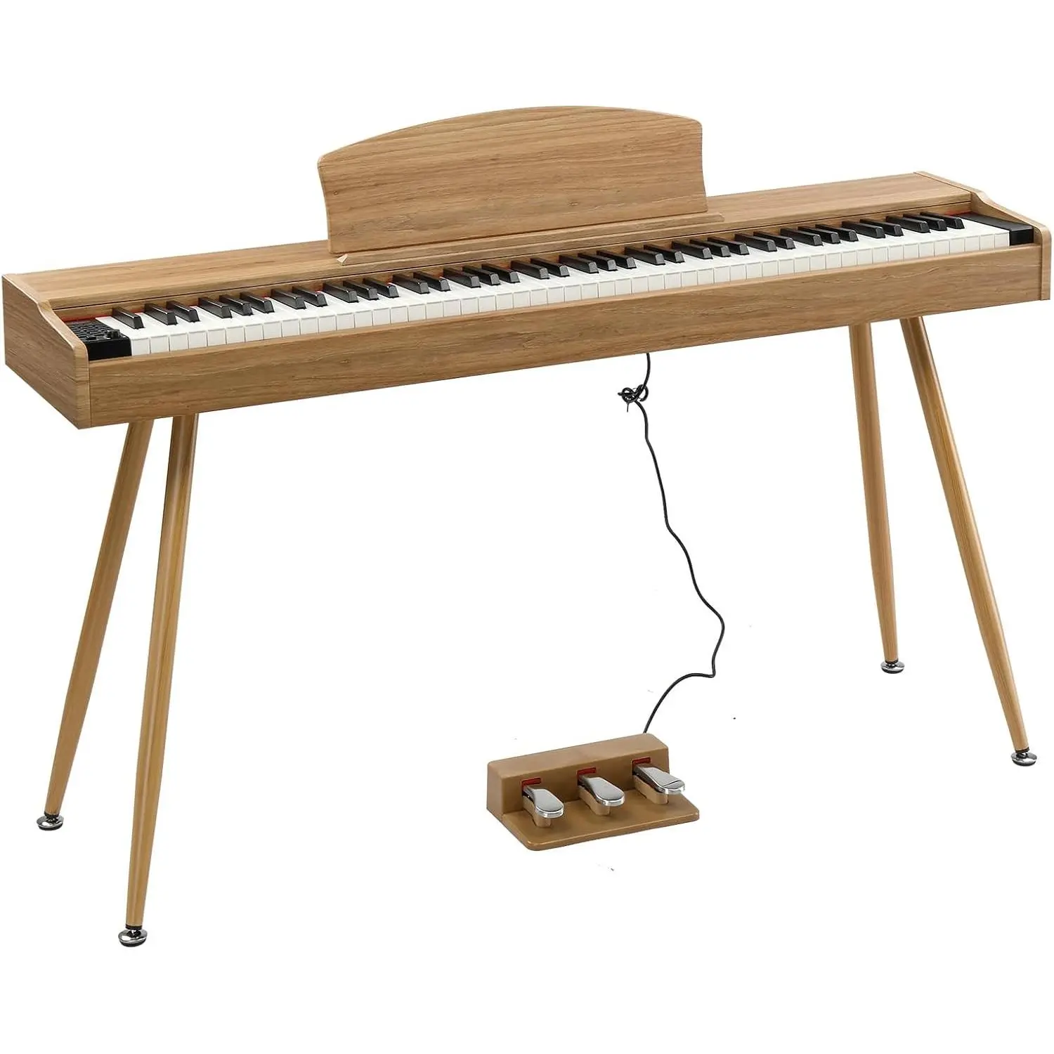 GLARRY 88-Key Full Weighted Digital Piano, Heavy Hammer Action Keyboard with 3 Pedals, Bluetooth, Power Supply, 2 Speakers for Beginners (Burlywood)