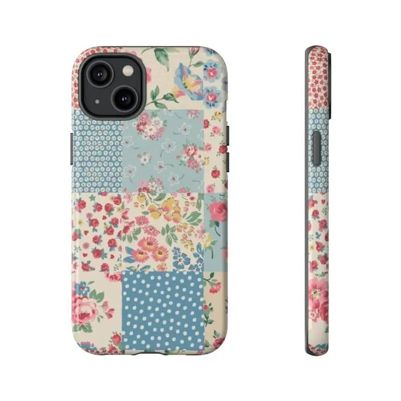 Floral Patchwork Pattern Phone Case, Fashionable Phone Protector Cover, Phone Accessories Compatible with iPhone 12 13 14 15 16 Pro Max, Men Gifts Compatible with Samsung Galaxy S25