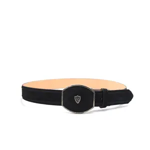 5704609201 - Vaquero Signature Men's Lain Border Belts With Modern Plate Buckle Nobuck Black