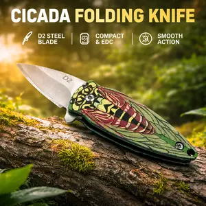 Portable Stainless Steel Folding Knife with 3D Pattern Handle, 1 Piece Lightweight Foldable Knife, Ideal for Camping, Barbecue, Fishing, Hiking, Outdoor Activities, Halloween