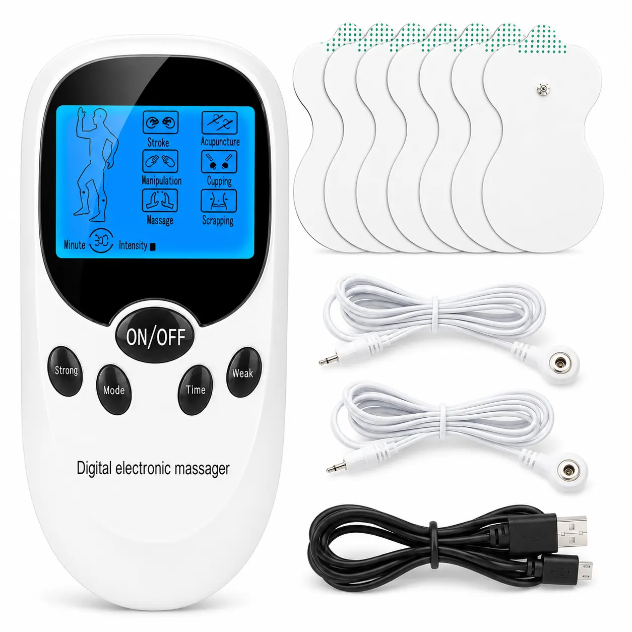 Portable TENS Massage Device - 6 Massage Modes, 11 Intensity Levels, Electric Stimulator with Timer & USB Charging for Personal Care