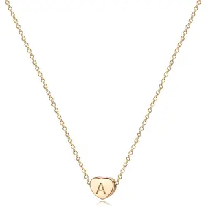 FLORIDECO Tiny Initial Heart Necklace Handmade Dainty Letter Heart Necklace Gift for Women Necklace Jewelry