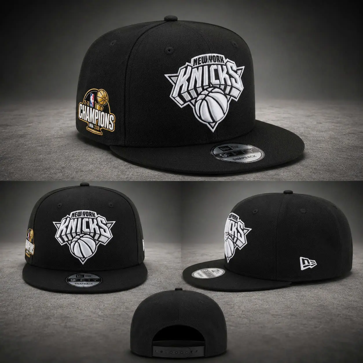 New York Knicks 2026 Champions Sidepatch Black & White 9FIFTY Snapback
