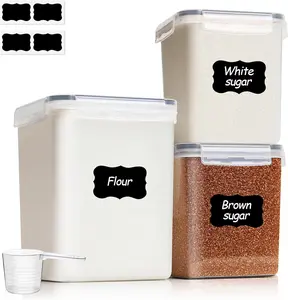 Comsaf Flour Sugar Storage Containers Set of 3 (5.2L/5.5Qt) (2.5L/2.6Qt*2), Large Airtight Food Storage Containers with Lids, Plastic Canisters Sets for Kitchen, Pantry Organizers for Rice and Baking ComSaf