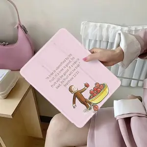 Curious George tablet Case-Ultra-Thin TPU Foldable Cover for iPad Pro, Air, Samsung(Multiple Sizes), Full Screen Protection, Soft Rear Cover, iPad Acssory Casual Style Flexible Protection, Tablet Holder for Bed,Christmas and New Year gifts