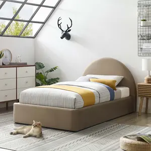 Modway Resort Performance Velvet Arched Round Twin Platform Bed in Taupe