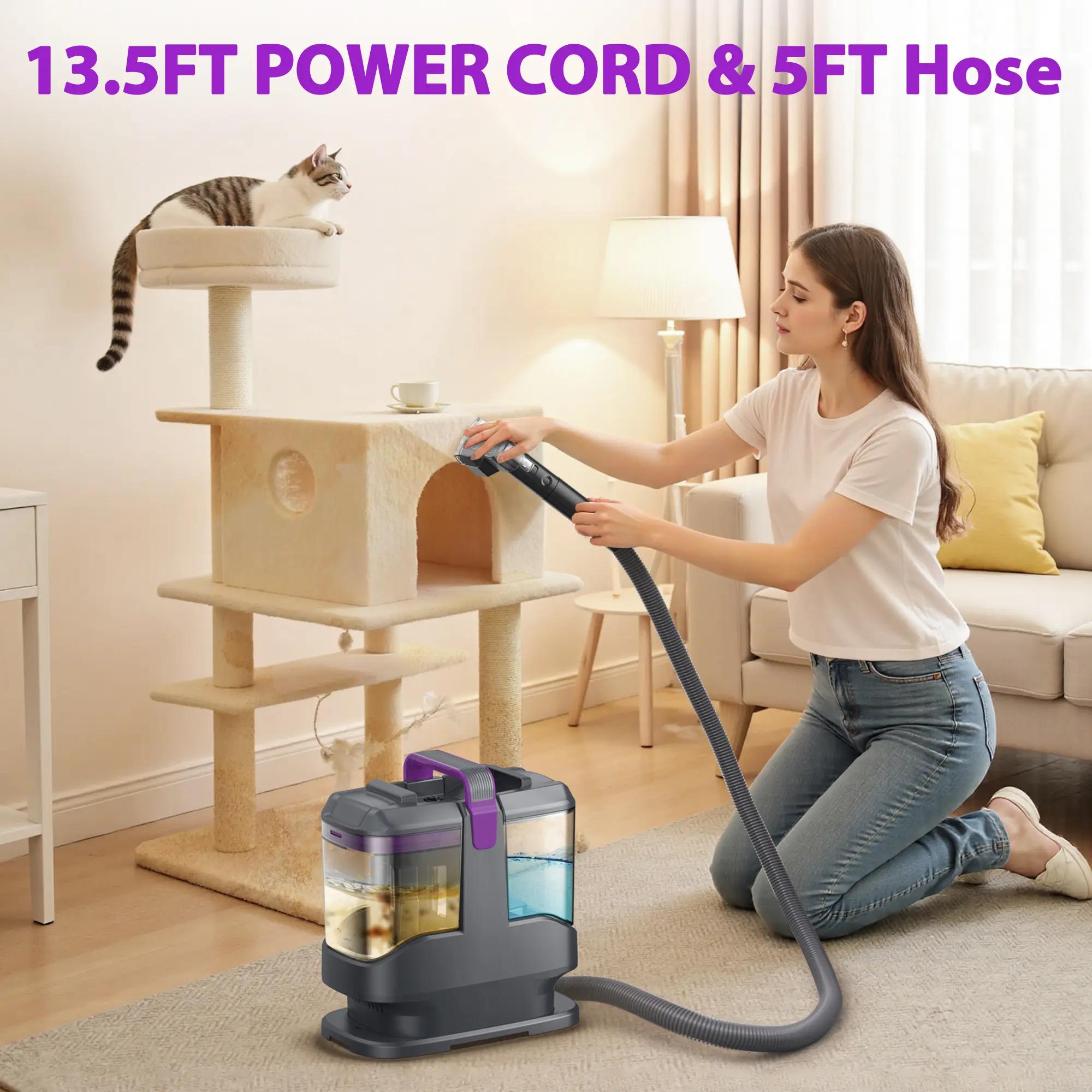 YISORA C9 Portable Carpet & Upholstery Cleaner Machine, 15Kpa 13.5ft Corded Spot