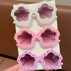 Girls' 2025 Cute Sunflower Sunglasses - 2/3pcs Fashion Eyewear for Youngsters, Cute Sunglasses
