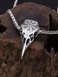 Vintage Viking Crow Head Design Pendant Necklace, Fashion Jewelry for Party, Daily Clothing Decor, Trendy All-match & Exquisite Jewelry for Birthday Gift