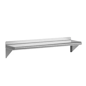 GARVEE Stainless Steel Shelf Wall Mounted, NSF Commercial Wall Shelf, Floating Shelving for Kitchen, Restaurant, Home, Hotel, 48 x 12 Inches Flat Surface