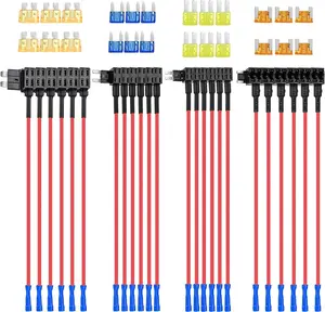 Nilight 24-Pcs 12V Car Add-a-Circuit Fuse Tap Holder, Vehicle Accessories with 4 Types (ATO, ATC, ATM, APM) Standard, Mini, Micro2 & Low Profile Fuses Taps for Cars, Trucks Interior Dashcam Car Dvr Screen