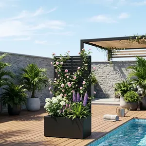 47" H x 24" W Outdoor Metal Rectangular Individual Planter Box with Trellis for Climbing Plants