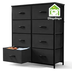 DingdingO Dresser with 8 Drawers Tall Dresser and Chest of Drawers Fabric Dresser with Wood Top and Sturdy Steel Frame for Bedroom