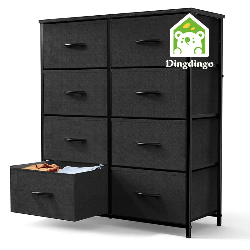 DingdingO Dresser with 8 Drawers Tall Dresser and Chest of Drawers Fabric Dresser with Wood Top and Sturdy Steel Frame for Bedroom