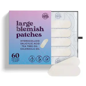 LivaClean 60CT Large Hydrocolloid Acne Patches - Infused with Salicylic Acid, Tea Tree Oil & Calendula Oil, for Pore Spots Nose Face Pimple Zit Patches, Hydrocolloid Large Pimple Patches for Face, Skincare Blemish, reduces Redness, Hypoallergenic