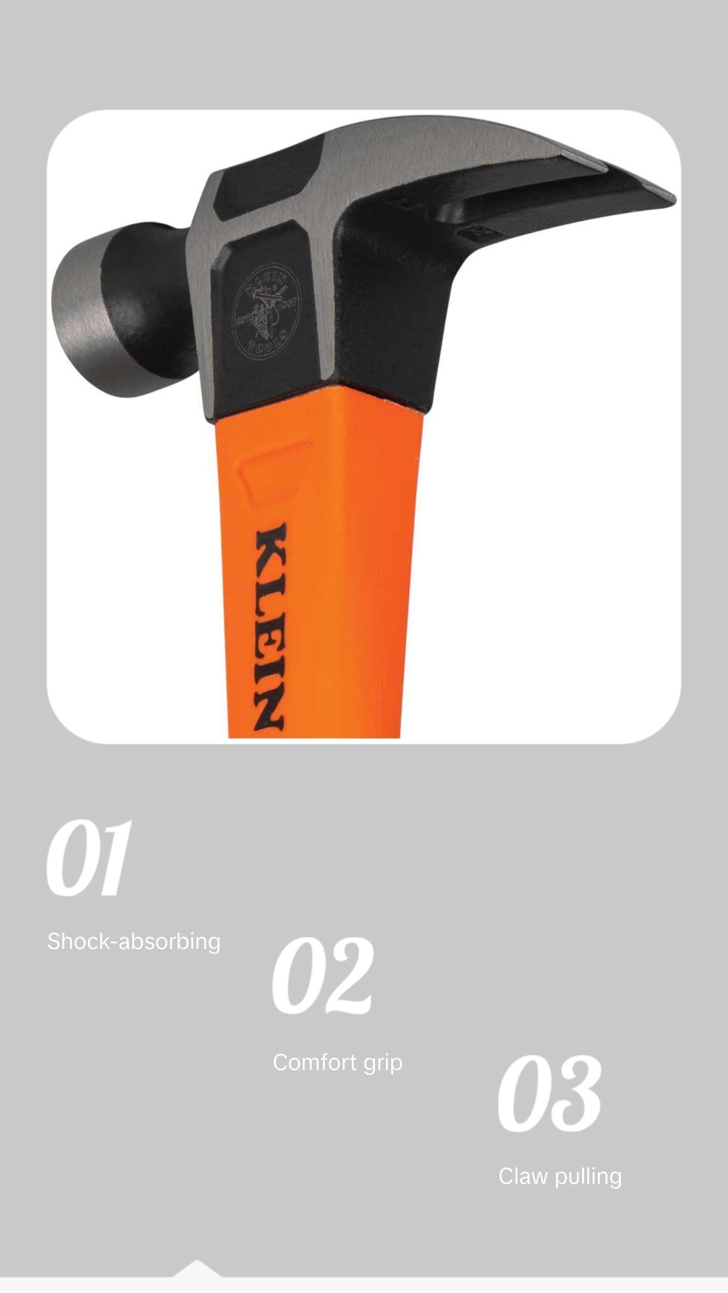 Klein Tools H80718 Straight-Claw Hammer, 18-Ounce, 15-Inch