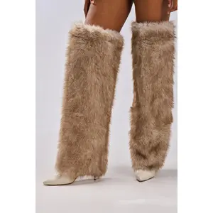 AZALEA WANG LAGANN BONE THIGH HIGH FUR LUXE BOOT