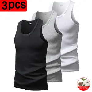 3-Pack Men’s Pure Cotton Tank Tops – Summer breathable, sweat-wicking, slim fit sleeveless undershirts for everyday wear, commuting, sports, and home use