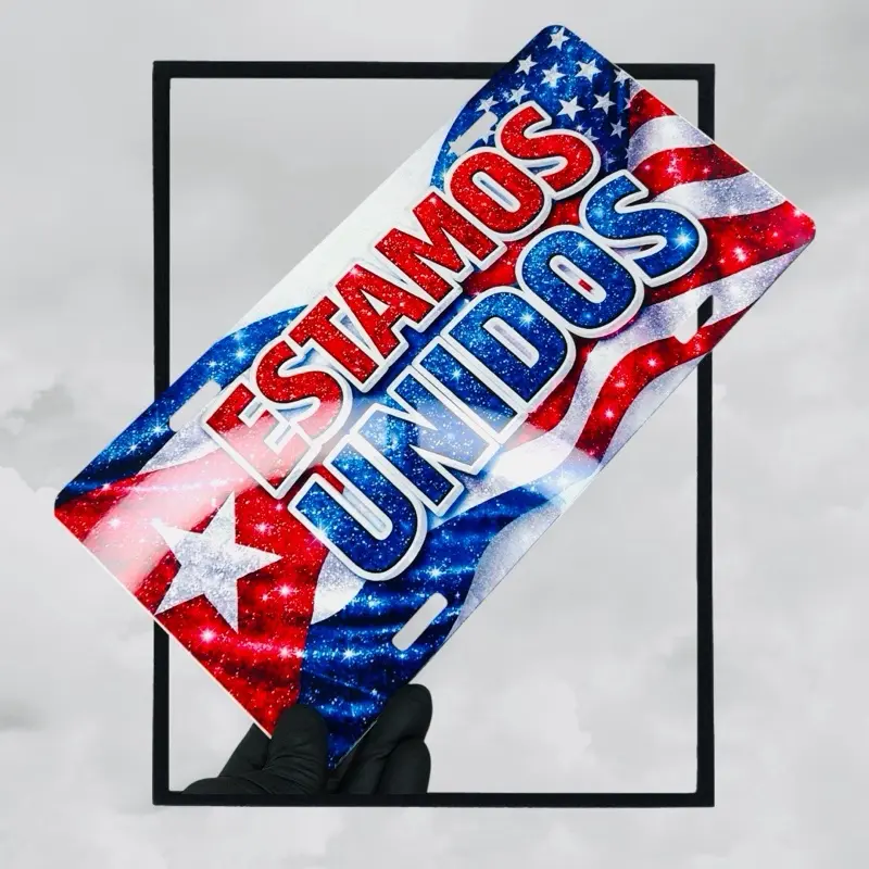 Custom Vinyl Patriotic Car Exterior Banner Flag - 6x12 in "Estamos Unidos" Pride Display, Car Decal Decoration, Automotive Exterior Accessories with 2 Mounting Bolts