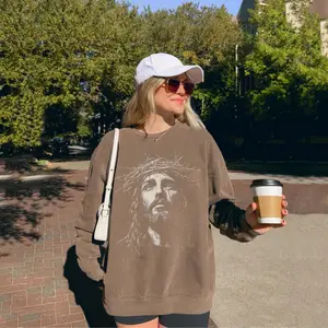 Jesus Retro Sweatshirt, Christian Streetwear Hoodie, Religious Gift for Him or Her, Faith Catholic Church Sweater Clonthing Crewneck, Vintage Merch, 90s Graphic, Women's Gift, Men's Oversized, Unisex Pray Apparel print