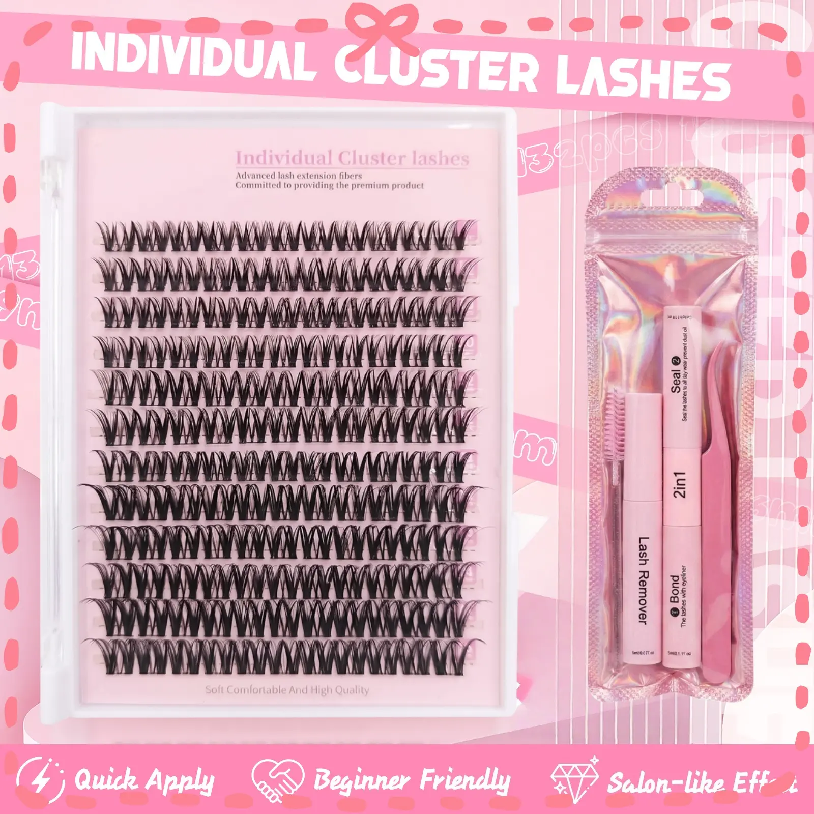 SOSIAYCICI Eyelash Lashes Clusters Kit and Tool kit Set Natural Wispy LashClusters 9-16MM Include Waterproof Black Lash Bond Seal, Lash Remover,Tweezers False Eyelashes for Women, Beginner-Friendly Daily Wear soft thin band makeup