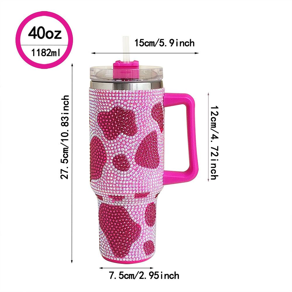 40oz Gradient Glitter Rhinestones Tumbler with Handle - Bling Stainless Steel Water Bottle for IceCoffee, CarAccessories & GymEssentials | Sparkly Diamond Studded Travel Mug for Women, Perfect Birthday Gifts