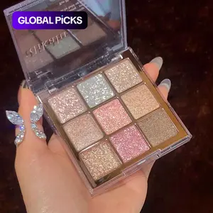 Pressed Glitter Eyeshadow Palette, Shimmering Highly Pigmented Blendable Eyeshadow Powder, Long-Lasting Shimmer Eye Makeup for Summer Looks #GLOBAL PICKS