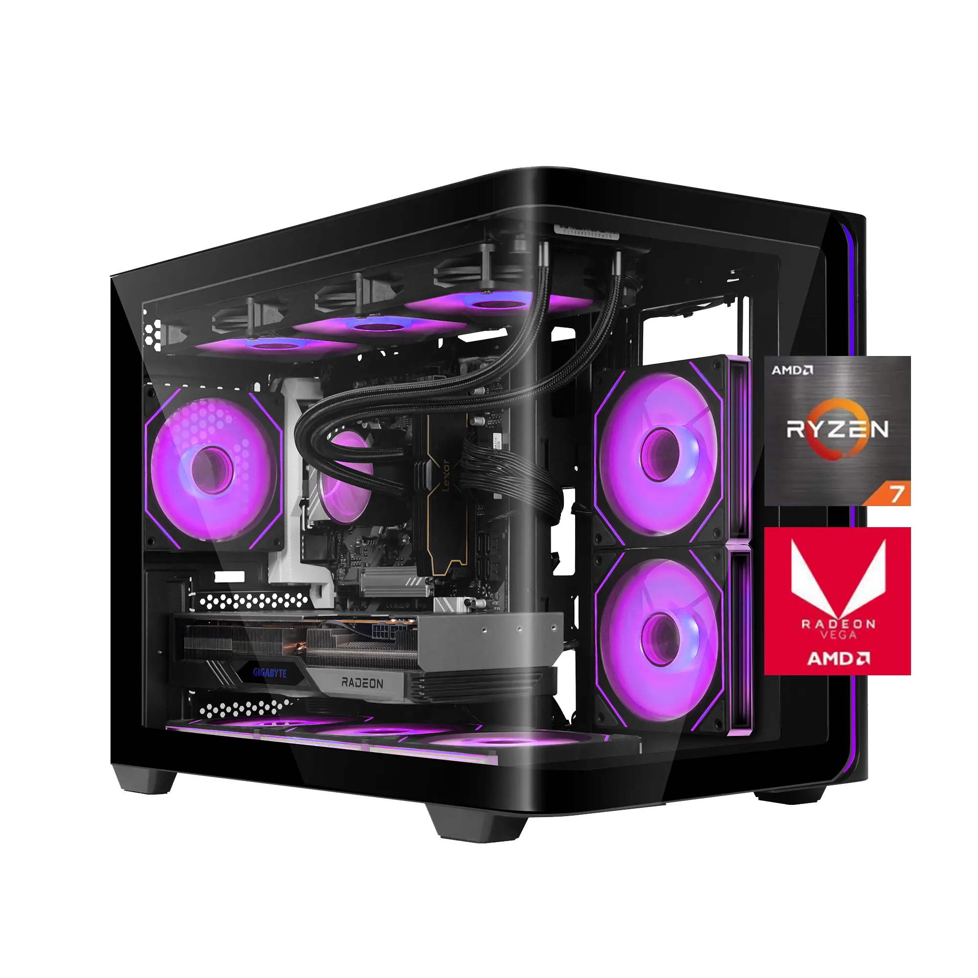 YEAH MAGIC Vortex E1 Series Prebuilt Gaming PC Tower - AMD Ryzen 7 9700X, RTX 4060 TI 8GB GPU, 32G RAM, 1TB M.2 NVMe PCIe4.0 SSD, 360MM Vortex Cooling Desktop Gaming PC