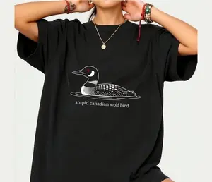 Vintage Stupid Canadian Wolf Bird Comfort T-Shirt, Funny Heated Gift, Loon Lover Inspire Tee, Rozanov Quote Wildlife Humor Sweatshirt, Hoodie