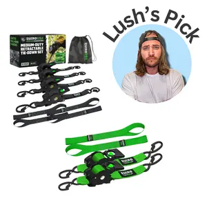 Lush's Pick - Rhino USA Retractable Ratchet Straps - 1in x 10ft (4pack) and 2in x 10ft (2pack)