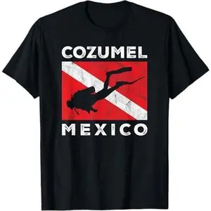 Retro Cozumel Mexico Scuba Dive Vintage Dive Flag Diving T-Shirt