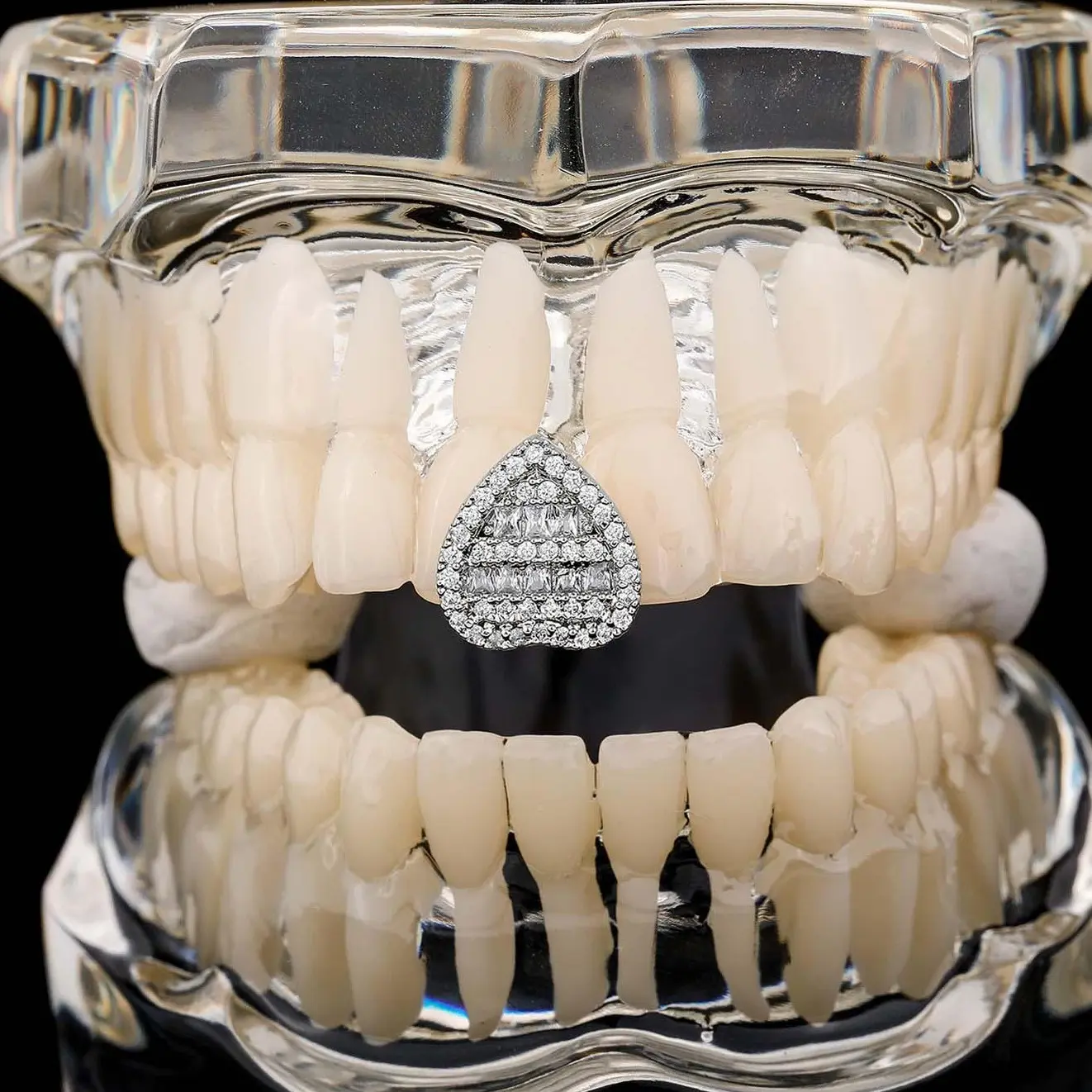 Zircon single tooth dollar sign cross love braces teeth grillz trendy men and women accessories gift party jewelry