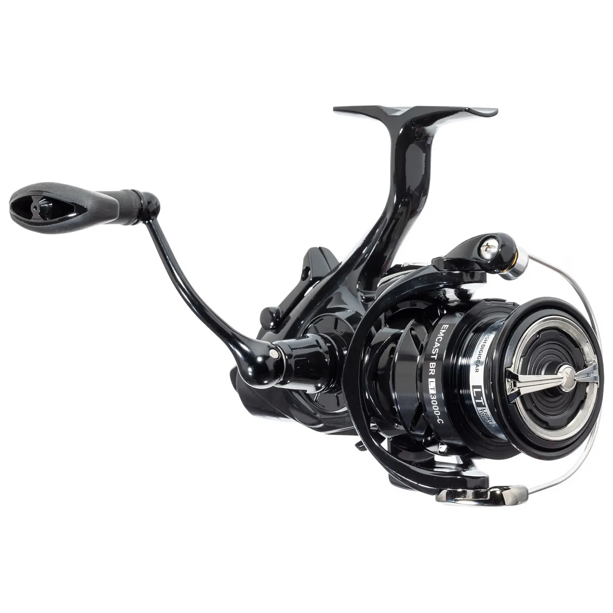 Daiwa Emcast Bite N' Run LT Spinning Fishing Reel - 2500 Series, 5.2:1 Gear Ratio, Aluminum Handle, Auto Clutch, Carbon Light Body, Lightweight & Durable Line Payoff Reel, Light Yet Tough