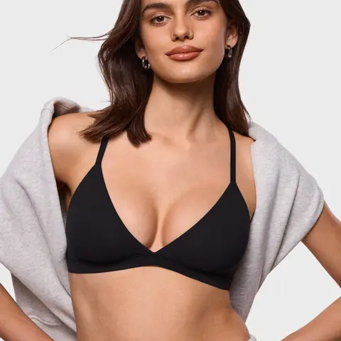 INLYRIC Women's Inbarely Soft Triangle Racerback Bralette - No Padding Unlined No Underwire Comfort Everyday Plunge Bralette