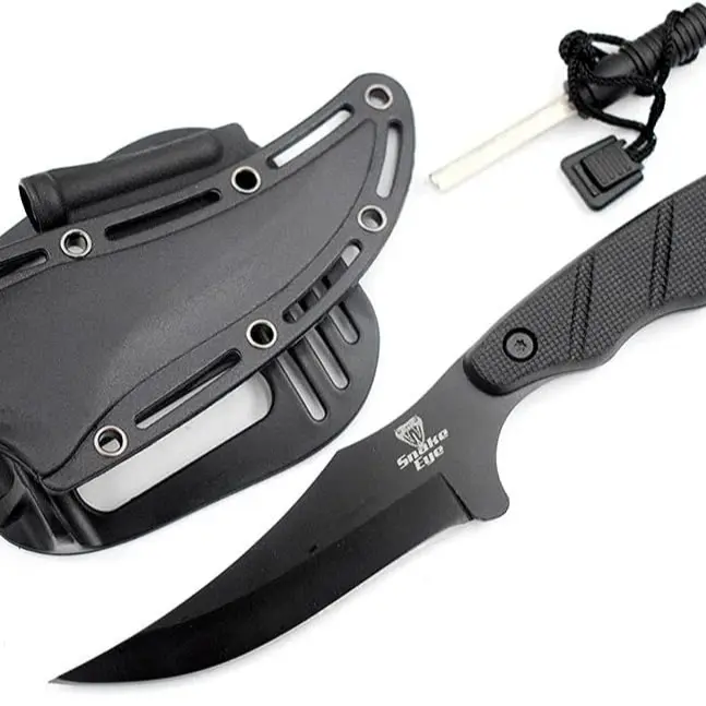 Snake Eye Tactical 9" Unisex Fixed-Blade Steel Skinner Knife - 4.75 inches Durable EDC Survival Tool, Outdoor Survival Gear, Camping Durable Outdoor Tool, ABS Sheath, Knife Sharpener (1148-BK)