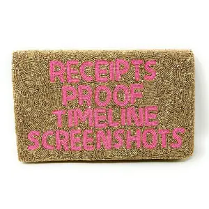 Receipts Proof Timeline Beaded Clutch Purse