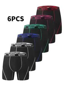 3/6-Pack Men's Stretchy Boxer Briefs Multipack - Elastic Long Leg Sport Underwear, Moisture-Wicking Breathable Fabric, Soft Stretch Fitted Comfort for Daily Wear & Home (Assorted Colors)