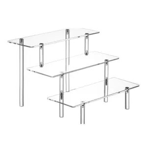 Transparent 3-Layer Desktop Ornament Storage Rack, Acrylic Perfume Display Stand Organizer, 3 Tier Cupcake Stand Risers for Food, Tabletop, Gift Shelf