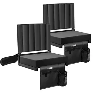 VIVOHOME Portable Stadium Seat for Bleachers with Back Support, Folding Bleacher Chair with Cup Holder and Shoulder Strap