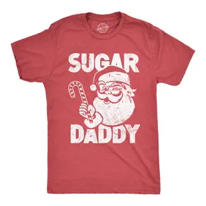Mens Sugar Daddy T Shirt Funny Xmas Santa Claus Candy Cane Joke Tee for Guys Mens Funny T Shirts Cool Vintage Fashion T-Shirt Gift Classic Menswear Christmas Apparel for Men Funny Sarcastic Short Sleeve Novelty Red -