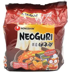 NONGSHIM Savory Instant Stir-Fry Noodles, 4-Pack Korean Pantry Instant Food (19.3 oz) with Soup