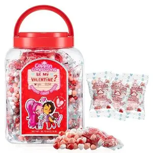 Candy Hearts 35 Mini Pouches with Cute Sayings, Individual Bags of Heart Shaped Candy, Valentine’s Day Heart Candy by Captain Confections (35x1oz/30g)