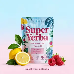 Super Yerba | Yerba Mate Instant TeaPowder| RASPBERRY LEMONADE Flavor | 30 Servings