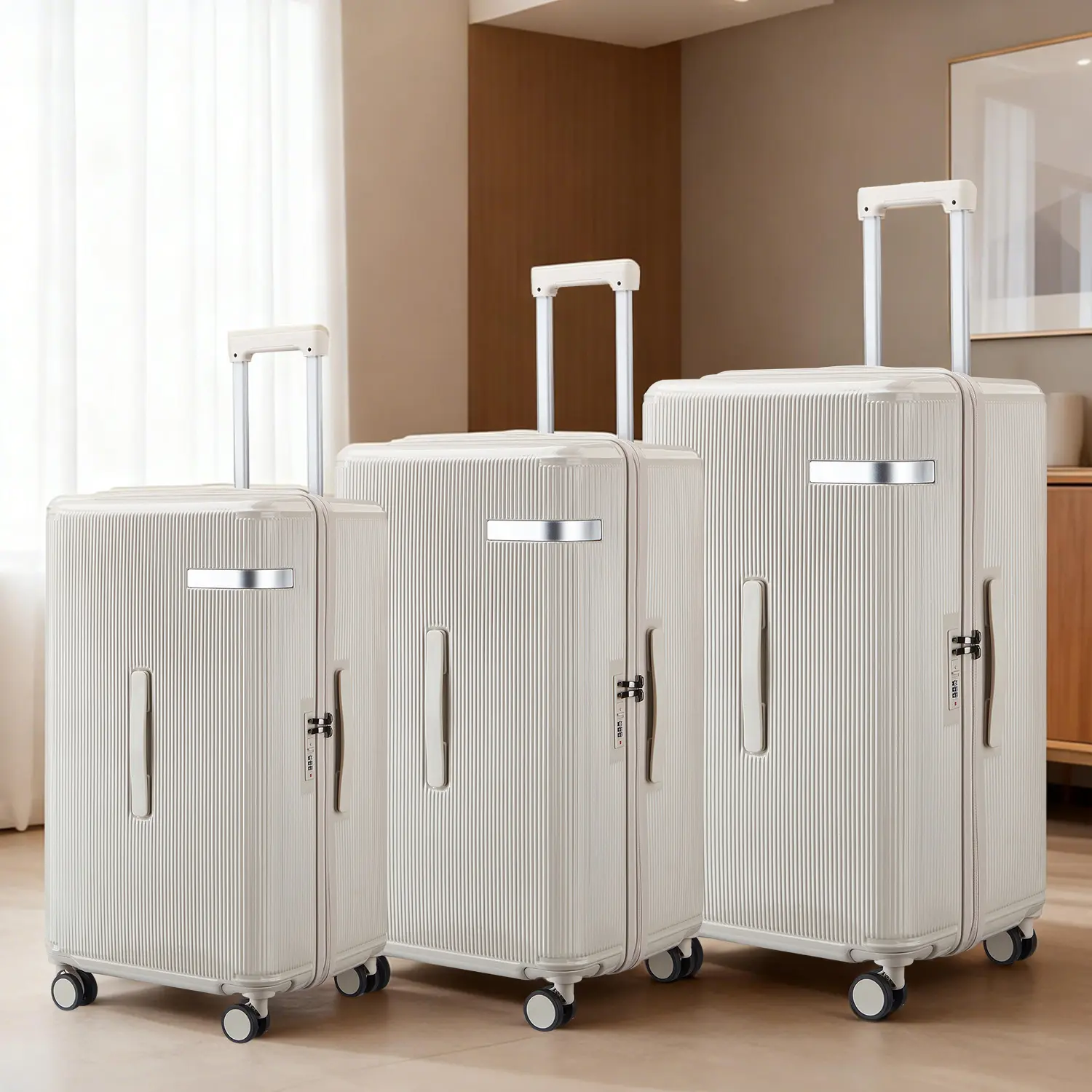 【SAIKIT】Luggage Sets 3 Piece | Maximum Capacity Suitcases Multifunctional Hardshell Luggage Sets 3 Piece Anti-Theft Lock and 360° Spinner with Cup and Phone Holder 20/24/28 Inch with Large Storage Space for Vacation Travel-6039,back to school shopping