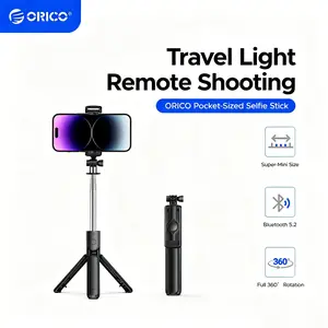 ORICO Aluminum Portable Selfie Stick Tripod, 26'' Mini Tripod for iPhone, Extendable Stand with Detachable Wireless Remote & 360° Rotating Phone Holder – Ideal for Content Creators, Vloggers, Travel - SPV68