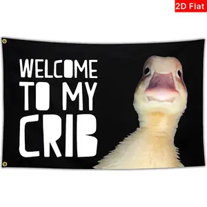 Funny Welcome to My Crib Duck Banner, Flat Design for Cozy Decoration, Ideal for Bedrooms & Dorms, Perfect Gift Idea