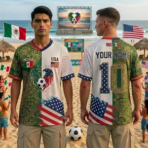 Custom Half USA Half Mexico Soccer Jersey Personalized Binational Football Shirt Split United States Mexico Game Day Top Soccer Fan Gift 5AO