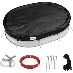 Winter Pool Cover fit 10' x 20', 11' x 21' Above Ground Oval Pools, Fade-Resistant Tear-Resistant Waterproof and Weatherproof for Outdoor Protection, Black, Fabric 500D
