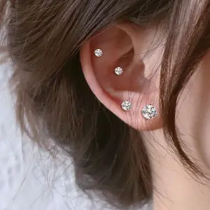Stud Earrings Set 3 Pairs 18K Gold Plated Women's Stud Earrings, Hypoallergenic Earring Set, High Quality Cubic Zirconia Stud Earrings for Women